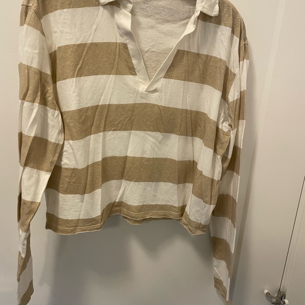 Z Supply collred Cream Long Sleeve Top striped tee